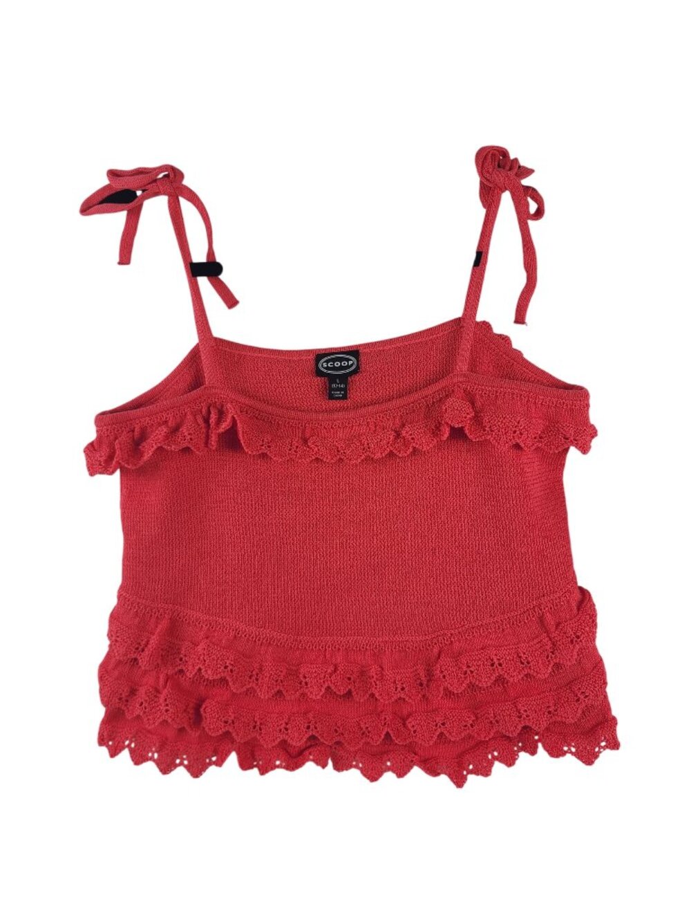 NEW Scoop Rosette Pink Tie-Strap Ruffle Tank Top Sz Large (12-14)